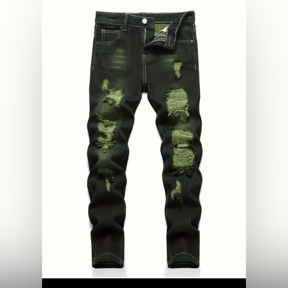Green ripped pants